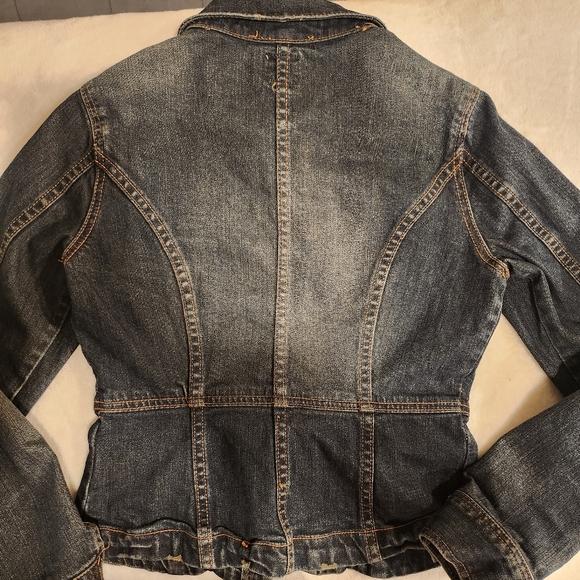 OLD NAVY Women's Denim Dark Blue Jean Jacket Vintage 1994 Size S Peplum - Picture 9 of 9